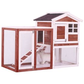 48 in. Large Chicken Coop Wooden Rabbit Hutch (Red)
