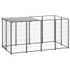 Dog Kennel Black 26 ft² Steel