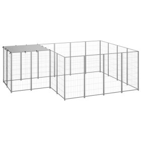 Dog Kennel Silver 65.1 ft² Steel