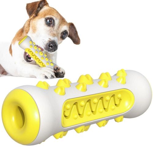 Dog Squeaky Toys for Aggressive Chewers, Tough Toothbrush Dog Chew Toy, Nearly Indestructible Rubber Toys for Pet Training, Teeth Cleaning
